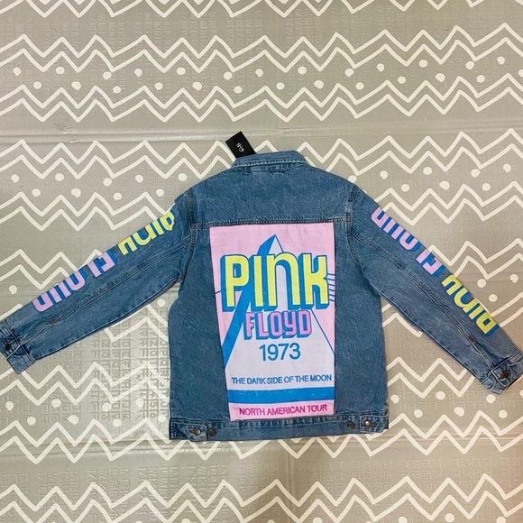 Other - Vintage retro Pink Floyd graphic denim jean jacket coat